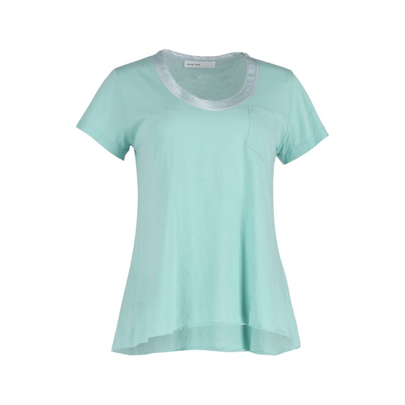 Sacai Luck Tulle-Lined T-Shirt In Turquoise Cotton